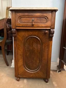 Antique Nightstand with Marble Top