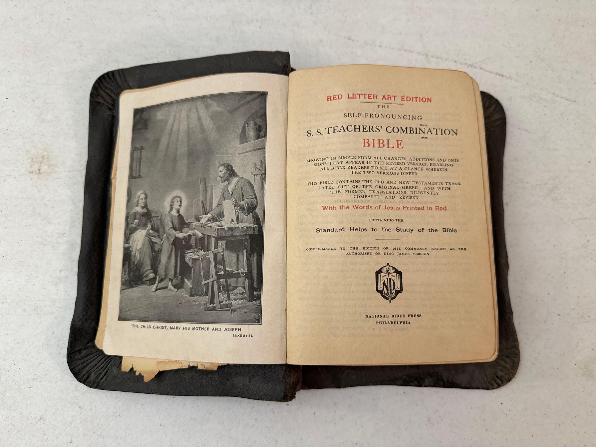 Antique Bible & Eyeglasses with Glasses Cases