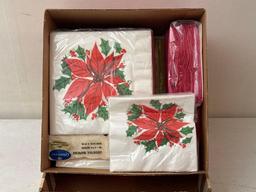 Vintage Poinsettia Paper Napkins & Paper Tablecloths