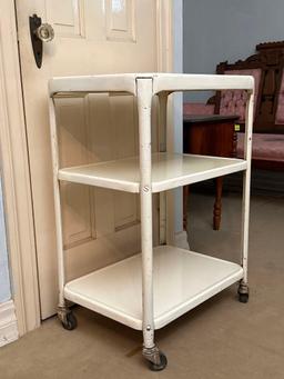 Vintage Metal Enamel Cart