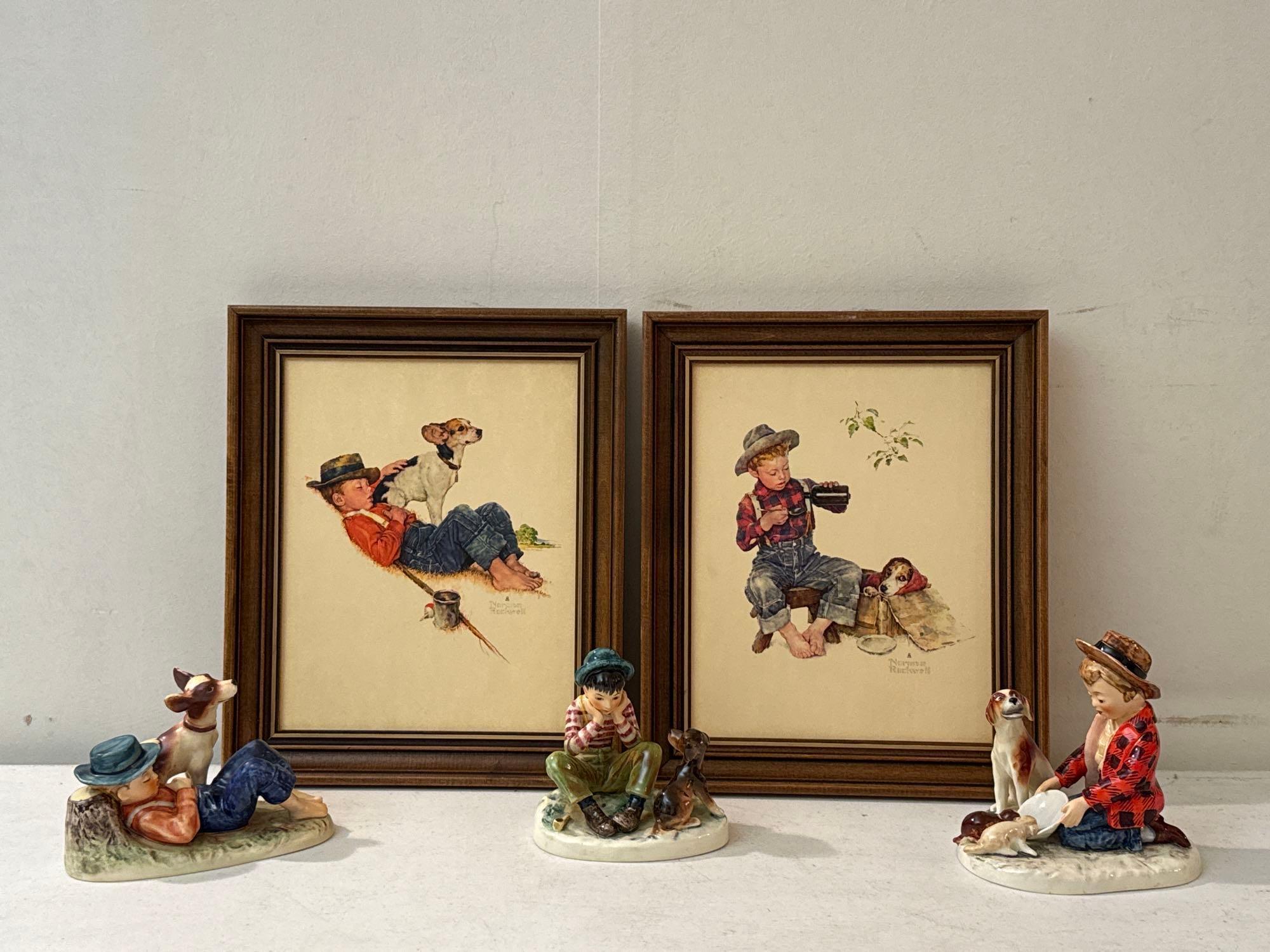 Vintage Norman Rockwell W. Goebel Figurines & Framed Prints