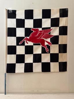 Vintage Mobil Oil Speedway Checkered Flag