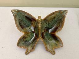 Vintage Van Briggle Pottery Butterfly & Leaf, Hummel-Style Candle & Boy and Girl Figurines