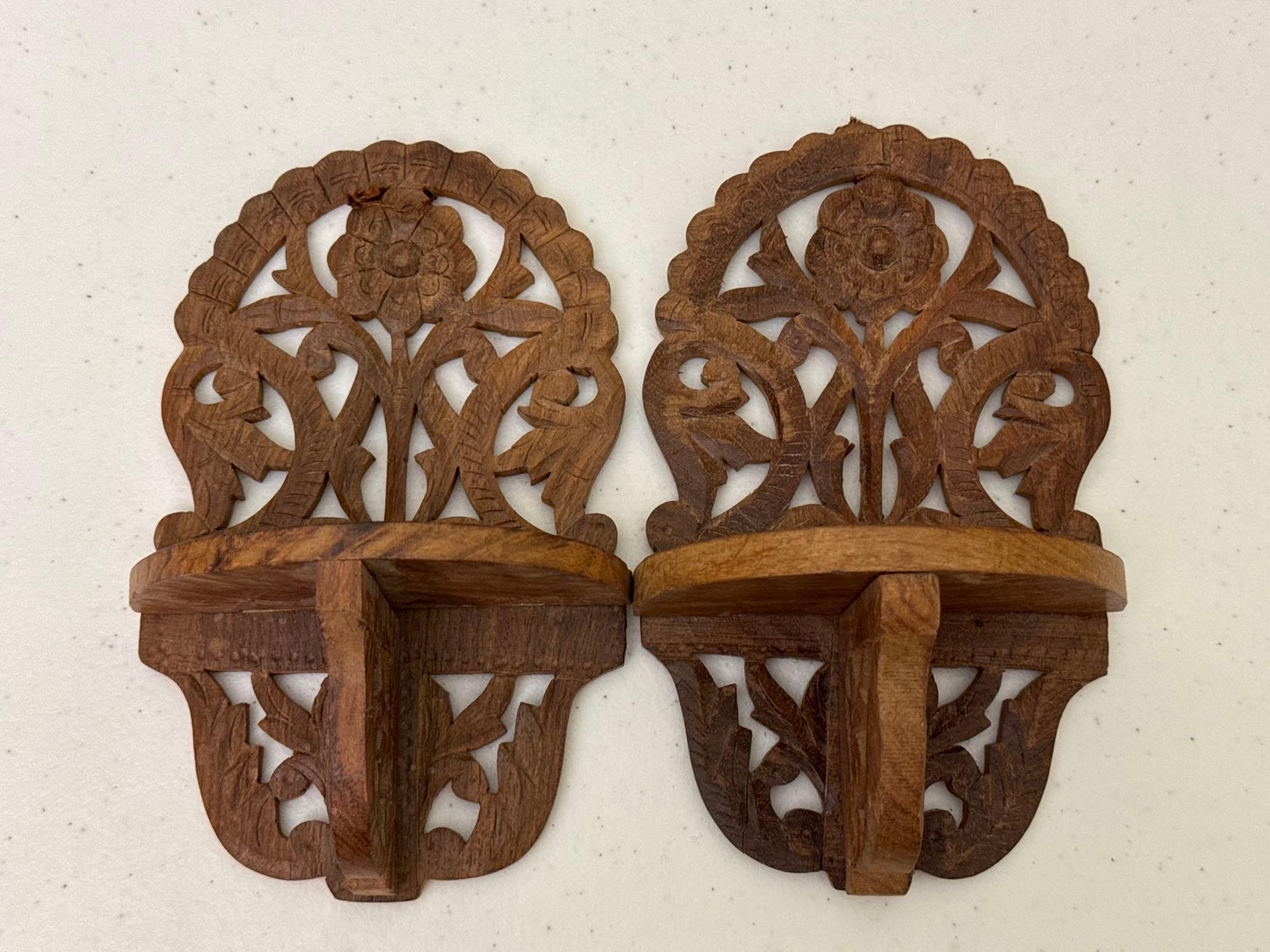 Carved Wood Wall Mounted Sconces