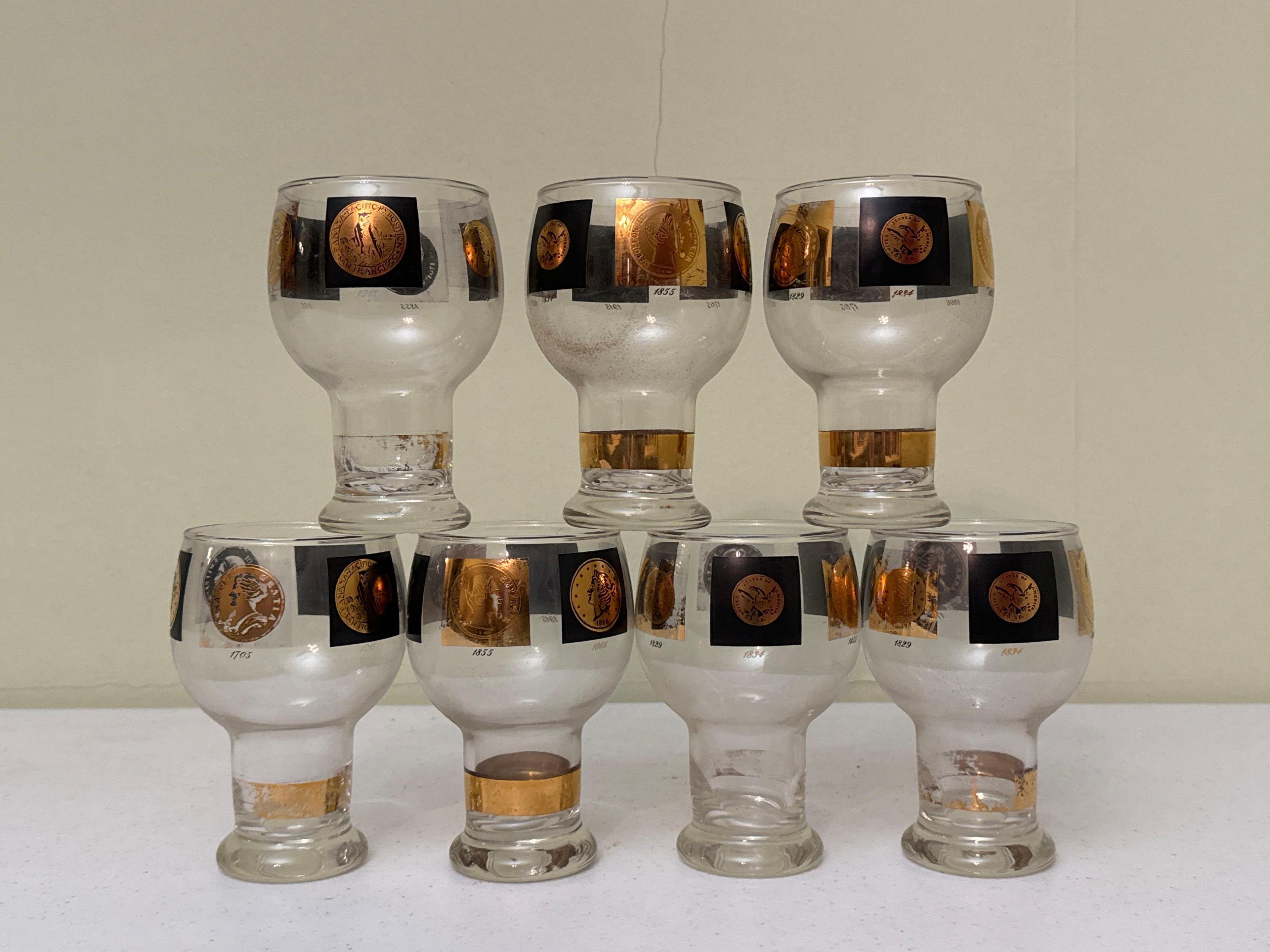 Mid Century Modern Cera Coin Beer Glasses