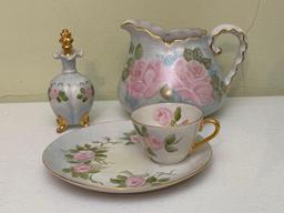 Hand Painted Teacups & Saucers, Pitchers & Salt & Pepper Shakers