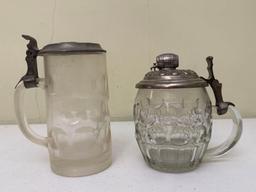 Vintage Glass Lidded Steins