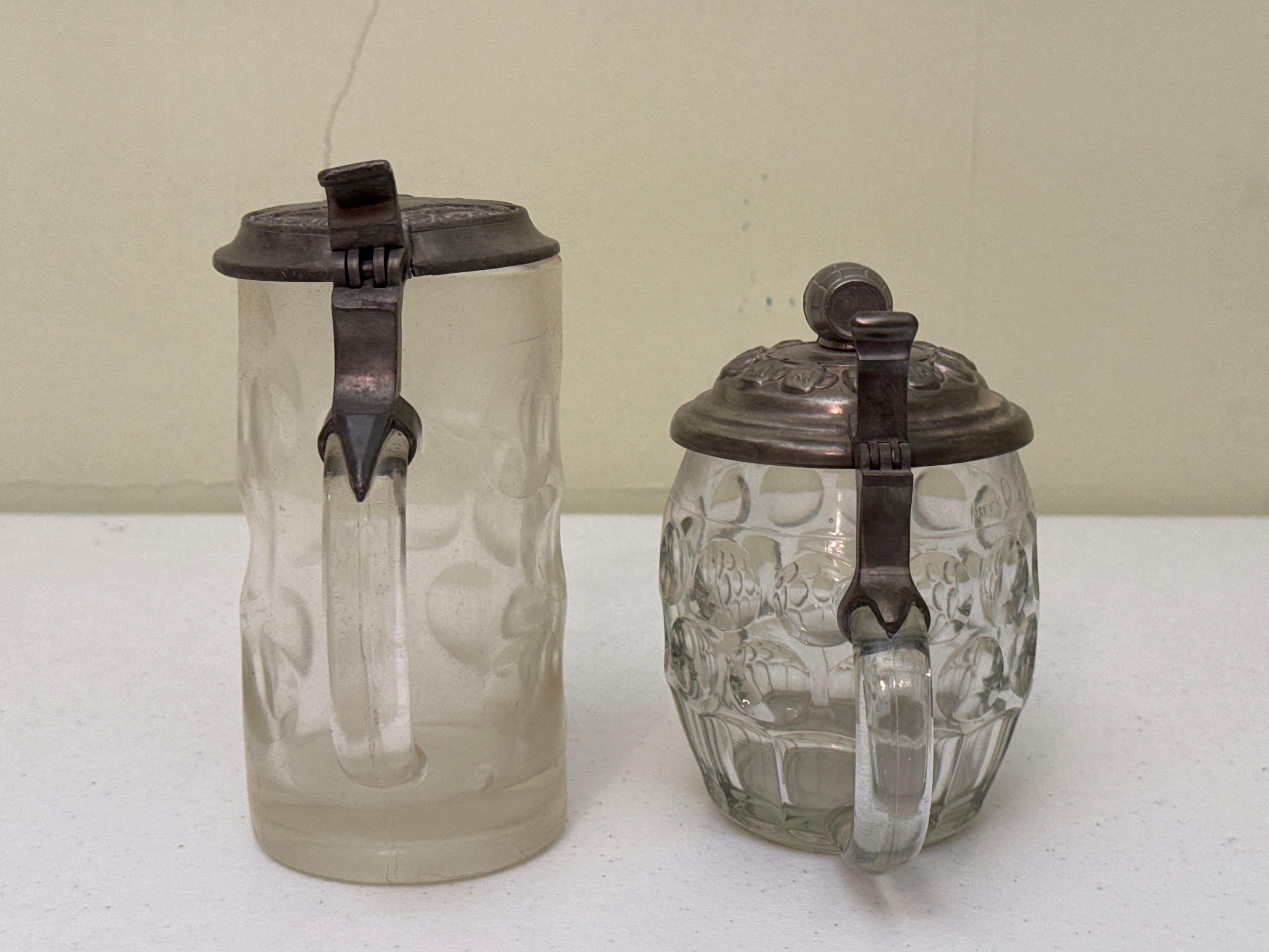 Vintage Glass Lidded Steins