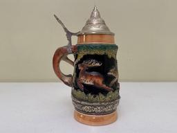 Vintage Ceramic Fox Stein with Lid