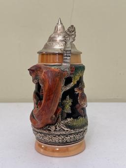 Vintage Ceramic Fox Stein with Lid