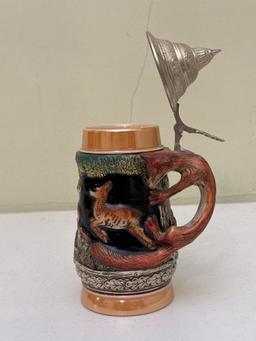 Vintage Ceramic Fox Stein with Lid