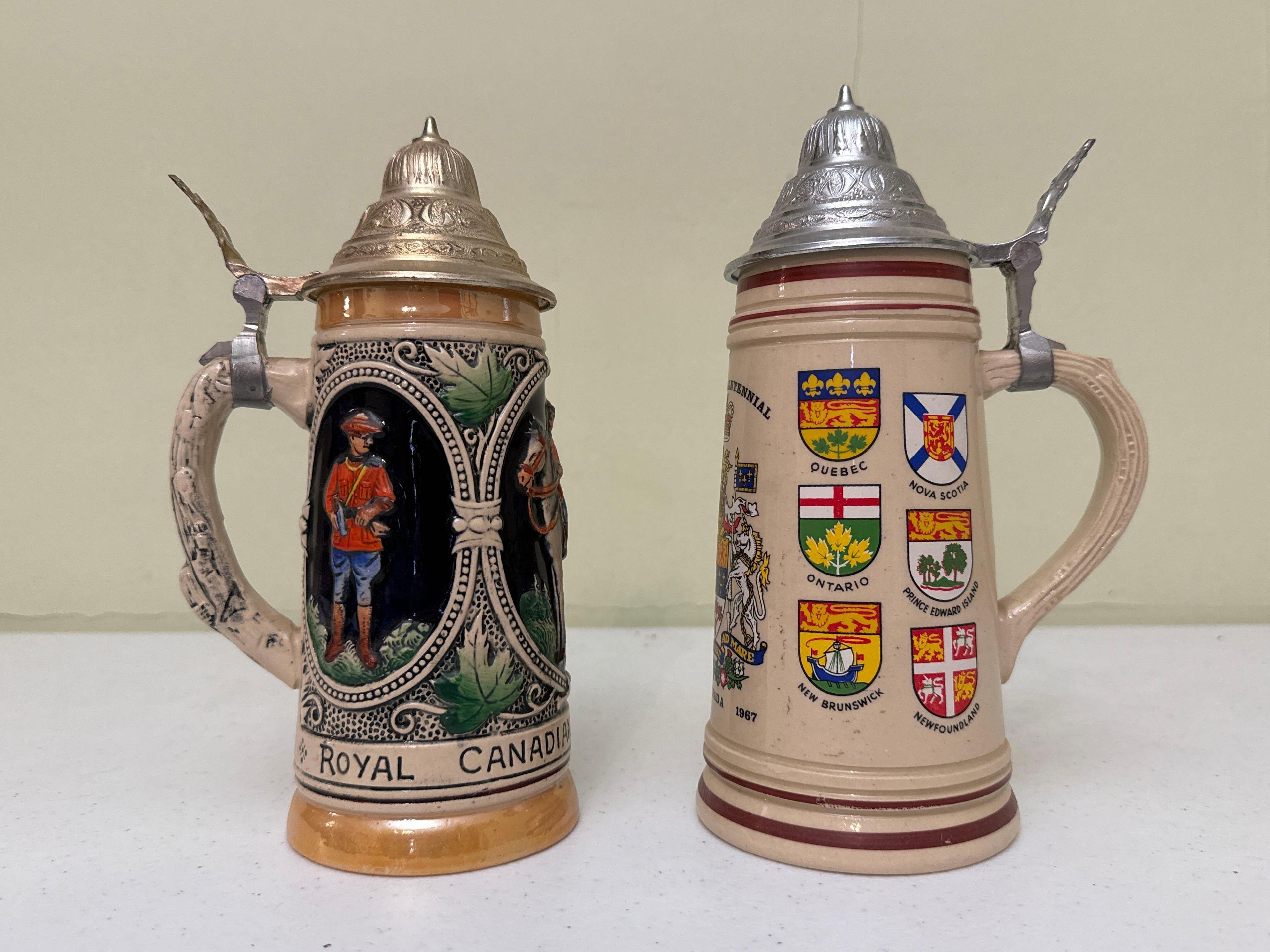 Vintage Ceramic Canadian Beer Steins