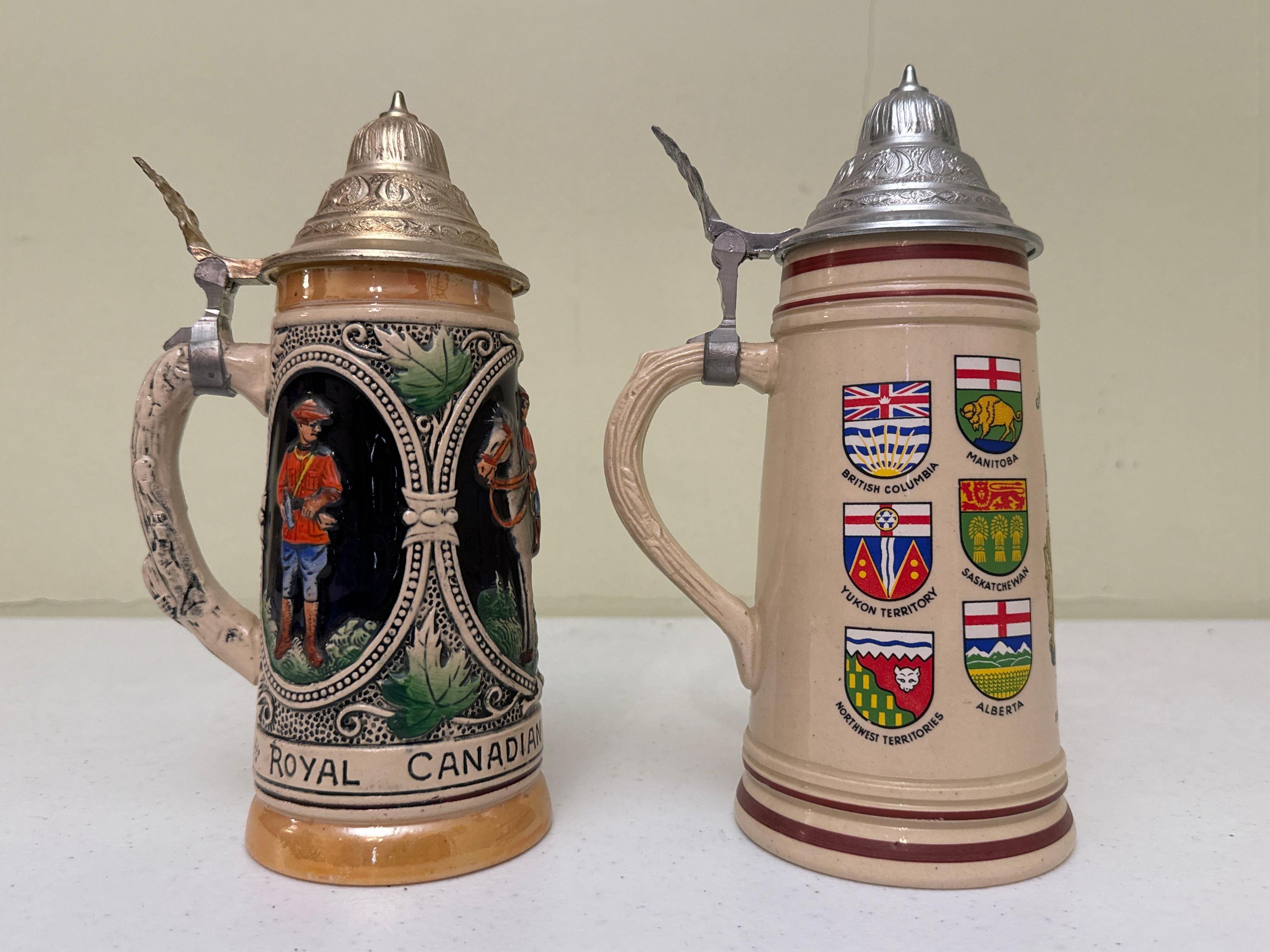 Vintage Ceramic Canadian Beer Steins