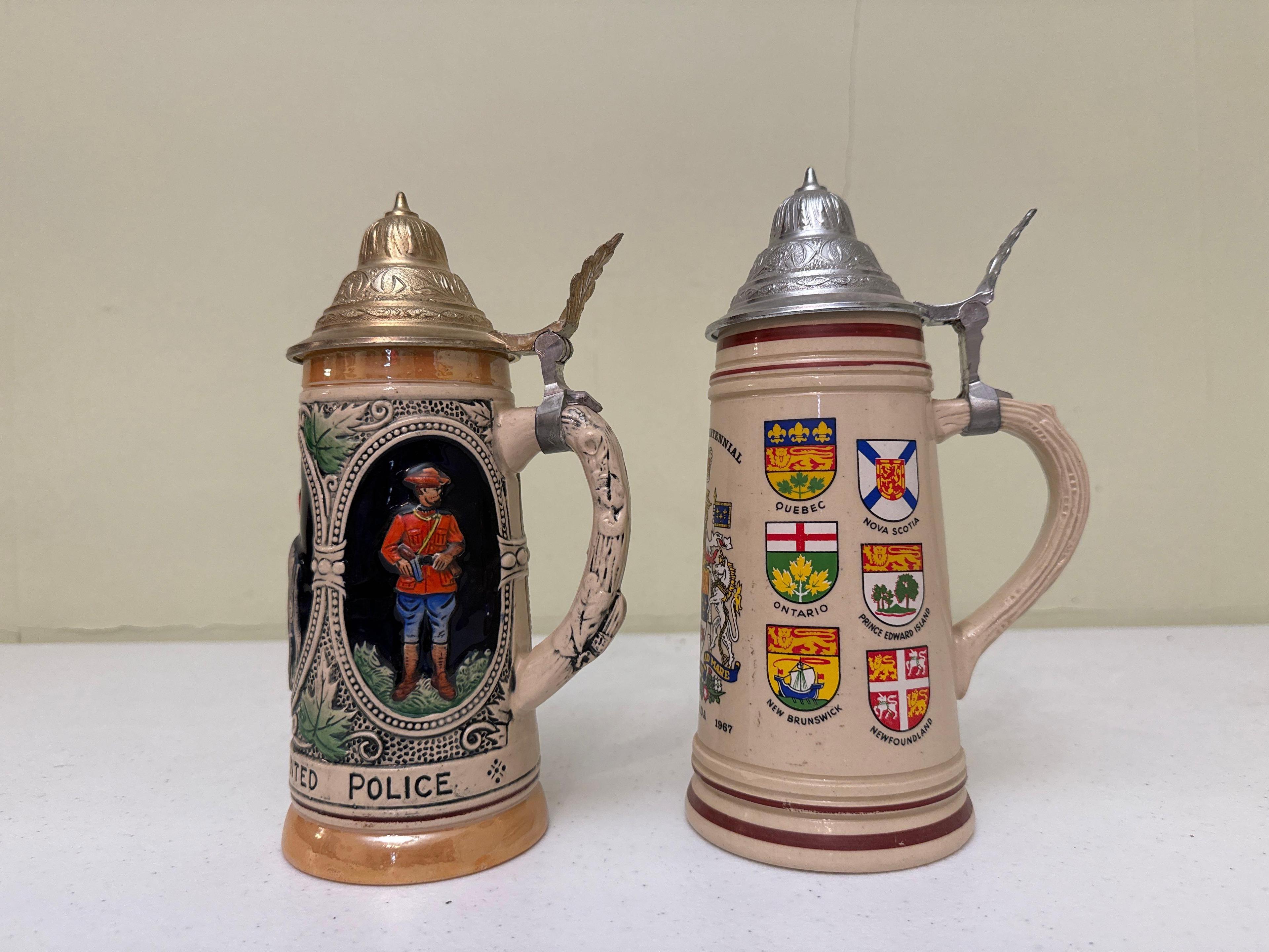 Vintage Ceramic Canadian Beer Steins