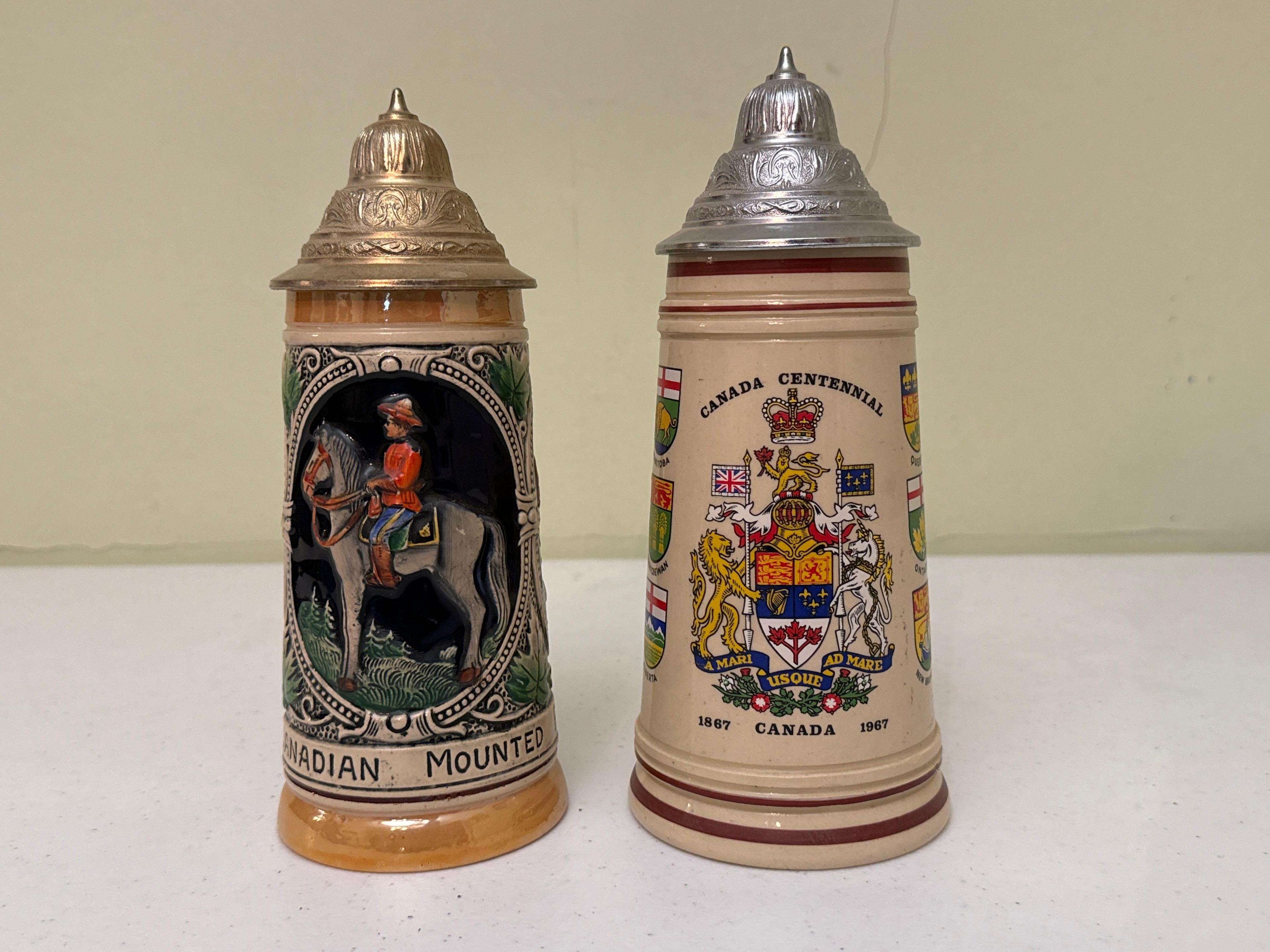 Vintage Ceramic Canadian Beer Steins