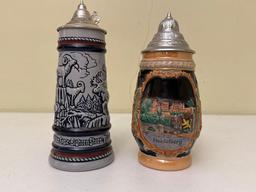 Vintage Ceramic Heidelberg & Avon Beer Steins with Lids