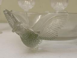 Molded Pheasants Glass Bowl & Cristal d Arques Stemware