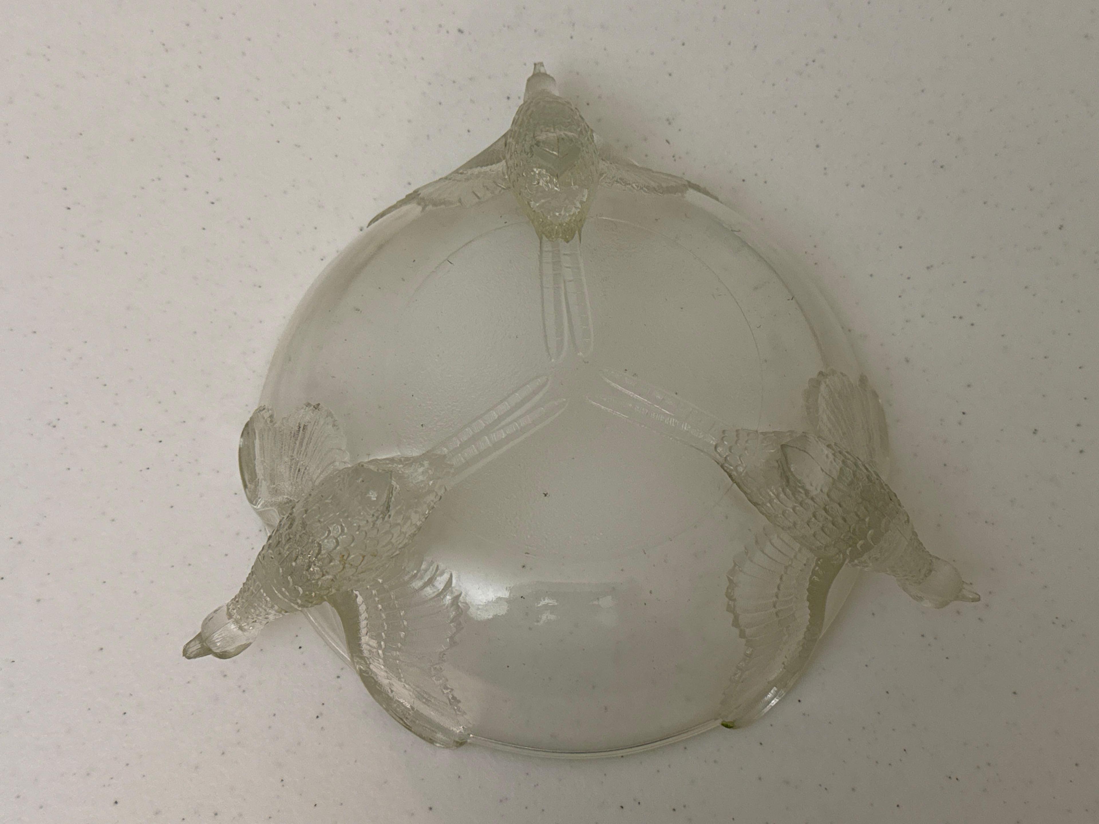 Molded Pheasants Glass Bowl & Cristal d Arques Stemware