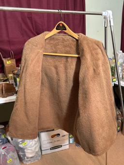 Suede Leather Faux Fur Lined Hooded Jacket