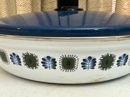 Mid Century Modern Austria Email Universal Blue & Green Enamel Pan