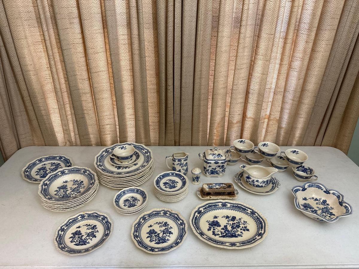 Vintage Masons Manchu Blue Transferware Dinnerware Set
