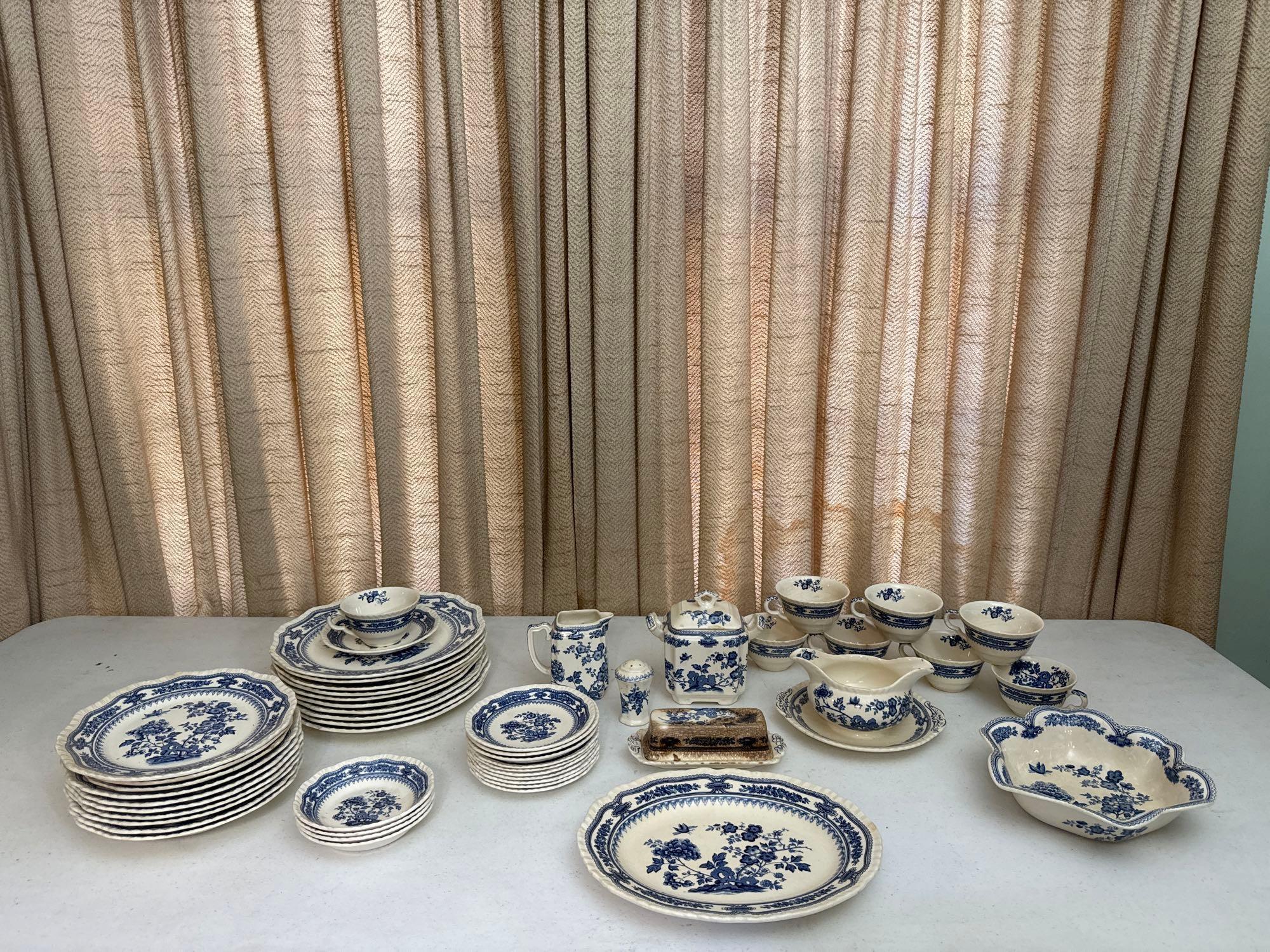 Vintage Masons Manchu Blue Transferware Dinnerware Set