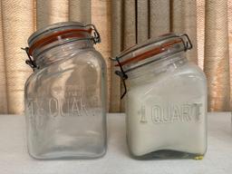 Vintage Peace Plenty 1879 Glass Counter Jars