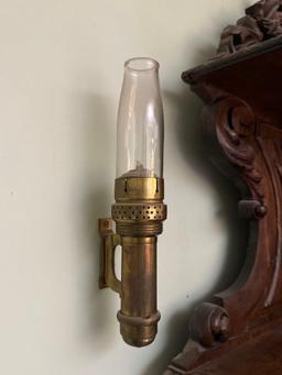 Antique Adlake & Westlake Railroad Brass Sconce Oil Lamp Candle Holders