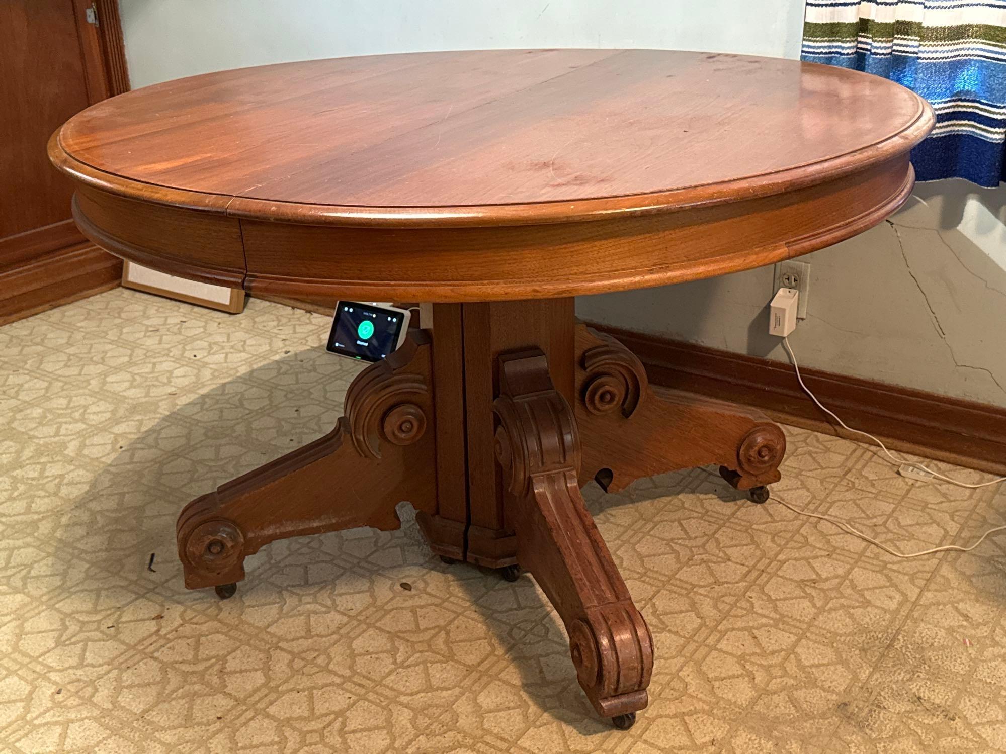 Vintage Wood Dining Table with Leaves