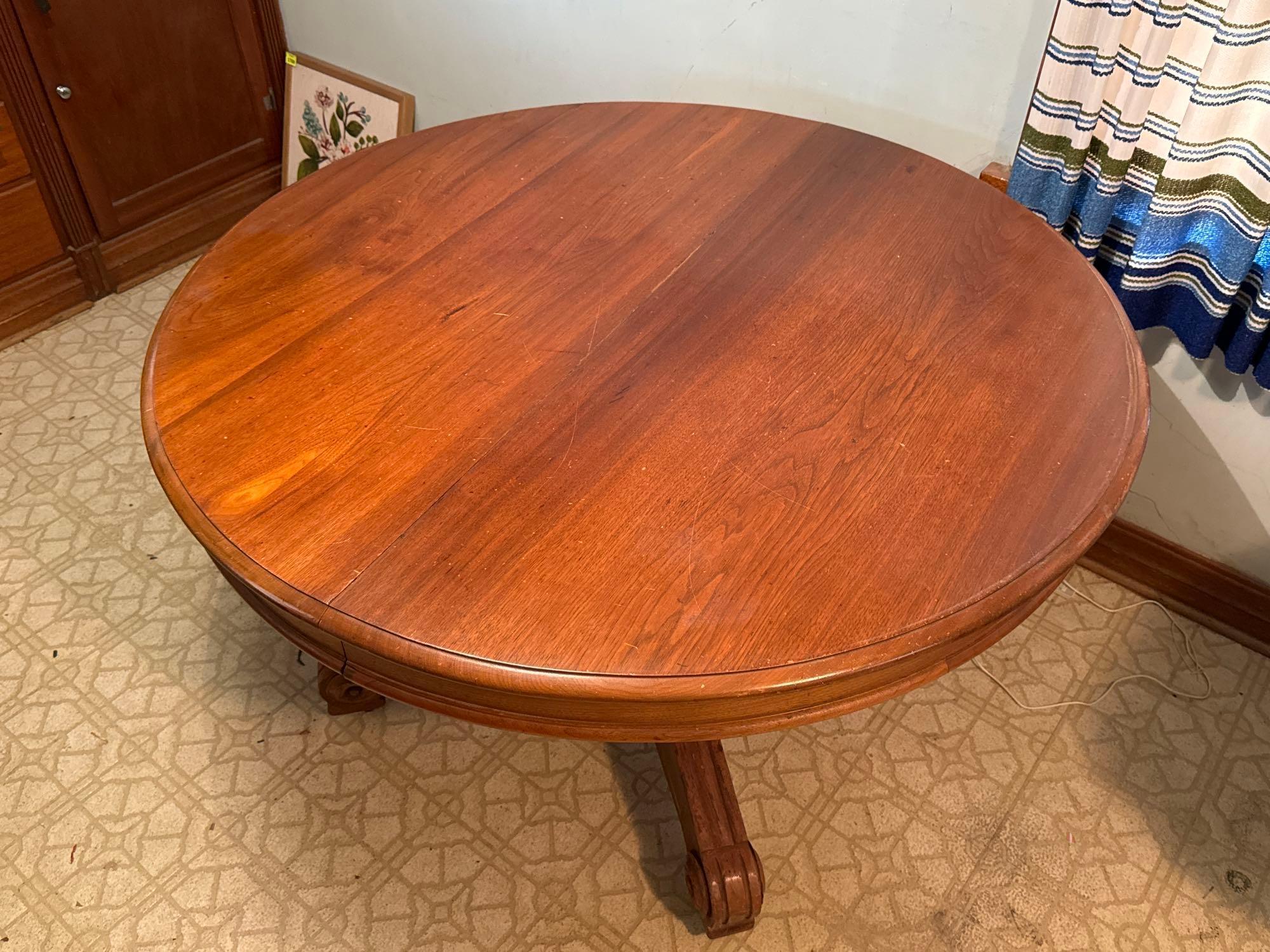 Vintage Wood Dining Table with Leaves