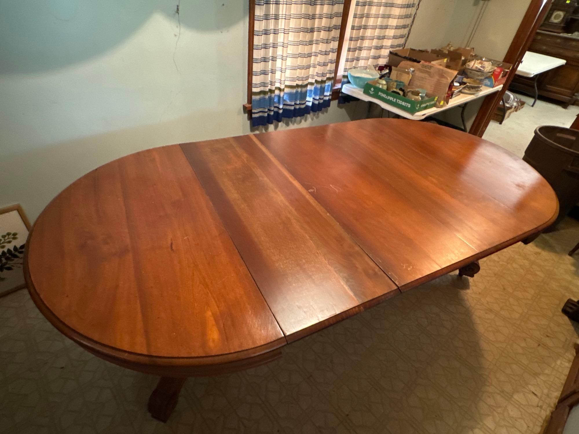 Vintage Wood Dining Table with Leaves