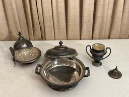 Silver Plate Butter Dish, Covered Dish & Jar