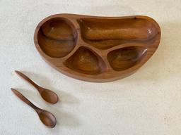 Mid Century Modern Monkeypod Wood Tray