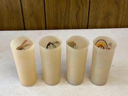 Mid Century Modern Bill Flores Frosted Native American Glass Set