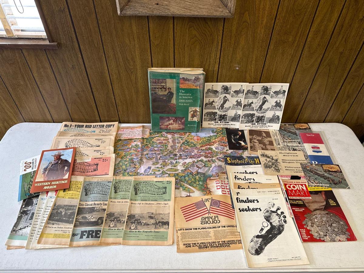 Vintage Silver Dollar City Map, Antique Oklahoma Guides & Autographed Mr. Rythm Poster