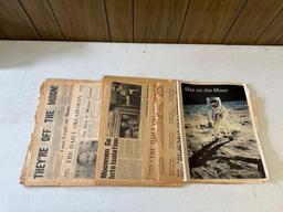 Vintage Moon Landing Newspaper Articles, Eskimo Art Magazines & Calendar & Life Magazine