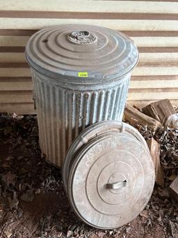 Vintage Galvanized Metal Trash Can