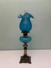 Blue Glass Oil Lamp