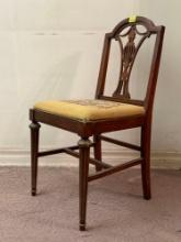 Antique Wood Chair with Colonial Needlepoint Seat