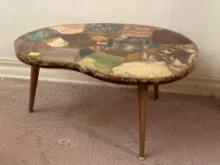 Mid-Century Modern Handmade Kidney Shaped Geode Slice Coffee Table