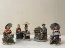 Porcelain Old Man & Women Figurines with Books