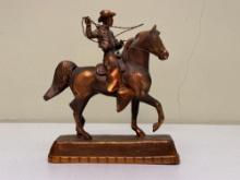 Copper Plated Roping Cowboy Figurine