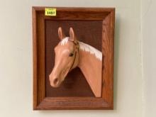 Vintage Framed 3-D Plaster Horse Head