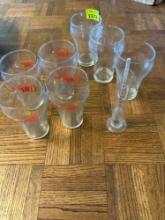 Vintage Coca-Cola Glasses, Clear Glasses and Thermometer