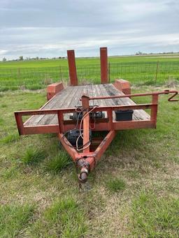 Bumper pull trailer 24 foot long dovetail 6000 pound axles underneath it 9000 pound winch good