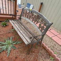 antique wood patio bench