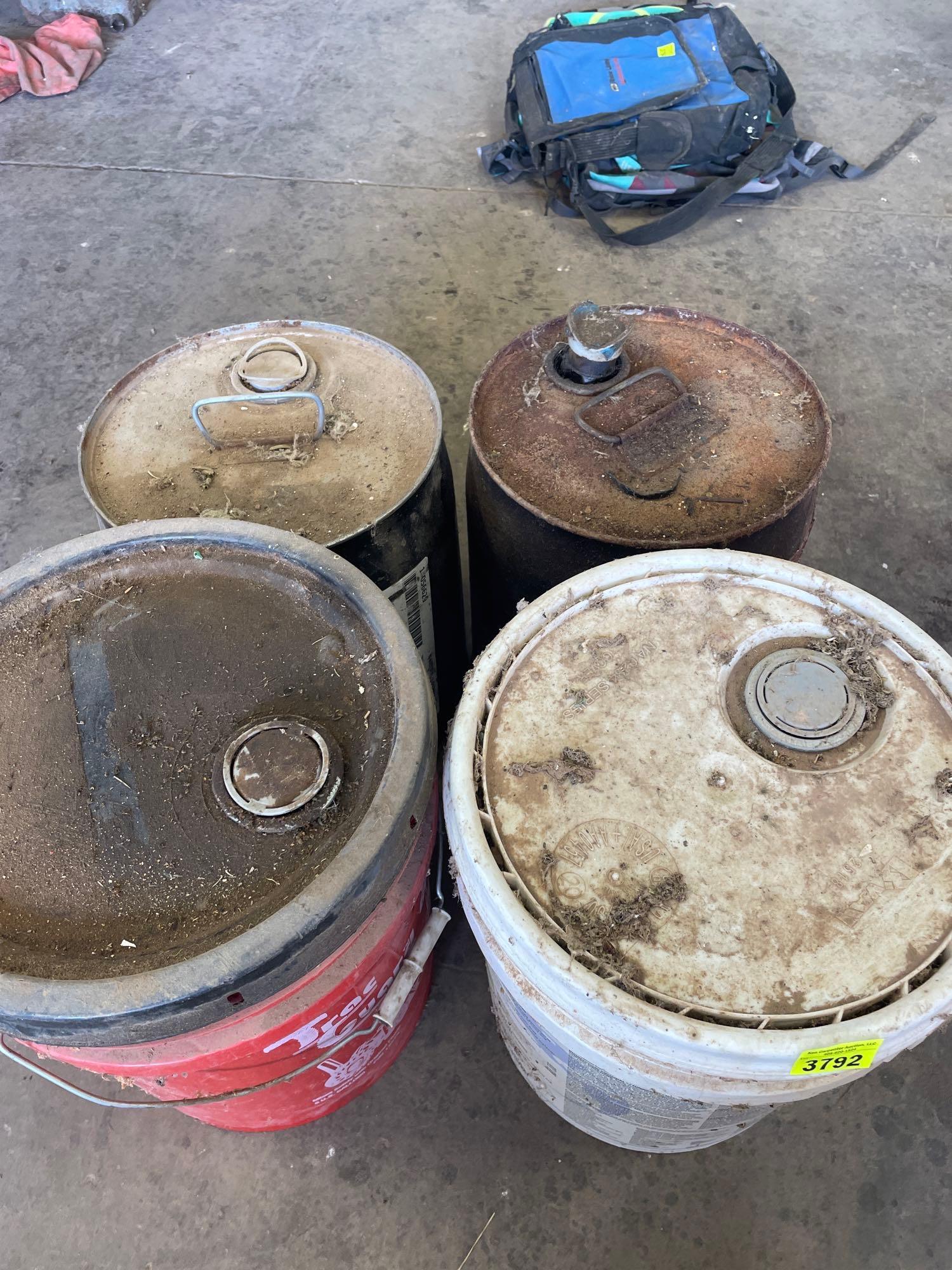 5 gallon buckets, gear oil, first defense cleaner,glycol ether, methyl