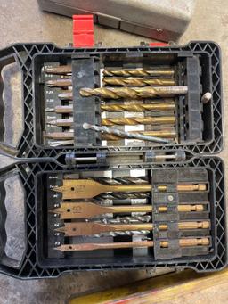 craftsman bit set, leake small tool box, master grip drill bits and spade bits