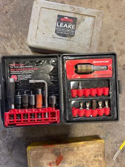 craftsman bit set, leake small tool box, master grip drill bits and spade bits