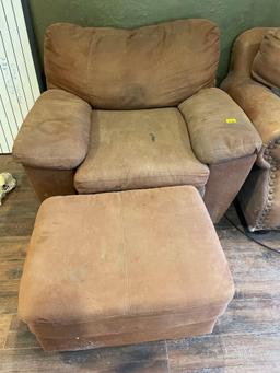 cloth love seat and ottoman